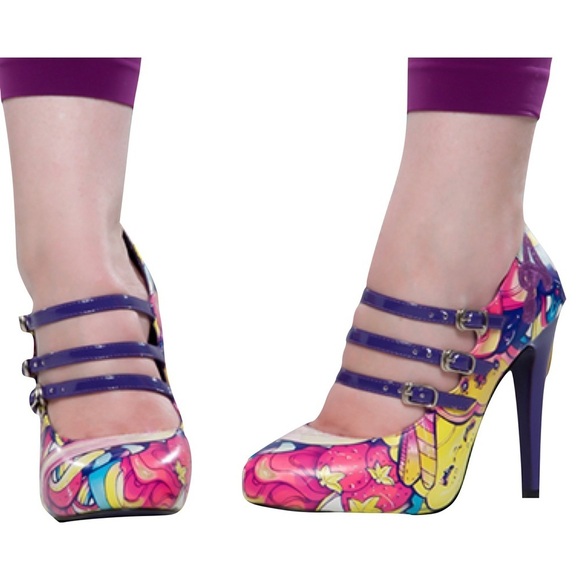 NWOTB — ACRYLICANA — FUNKY TECHNO COLOR, PURPLE STRAPPY PUMPS, Size 10 - Picture 3 of 12